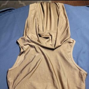Elegant Gold Women's Floor Length Dress, Sleeveless, With A Thigh High Slit